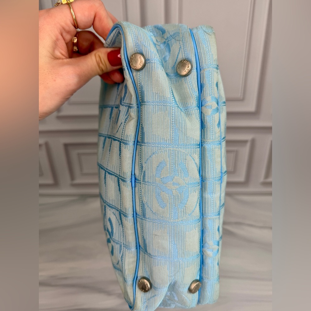Chanel Light Blue Jacquard Travel Line Shoulder Bag | Vintage Y2K | Project - Picture 7 of 11
